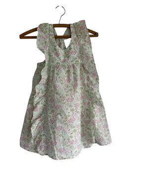Shabby Chic Kids Ruffled Lace Trim T Back Fully Lined Cotton Dress Girls Size 6